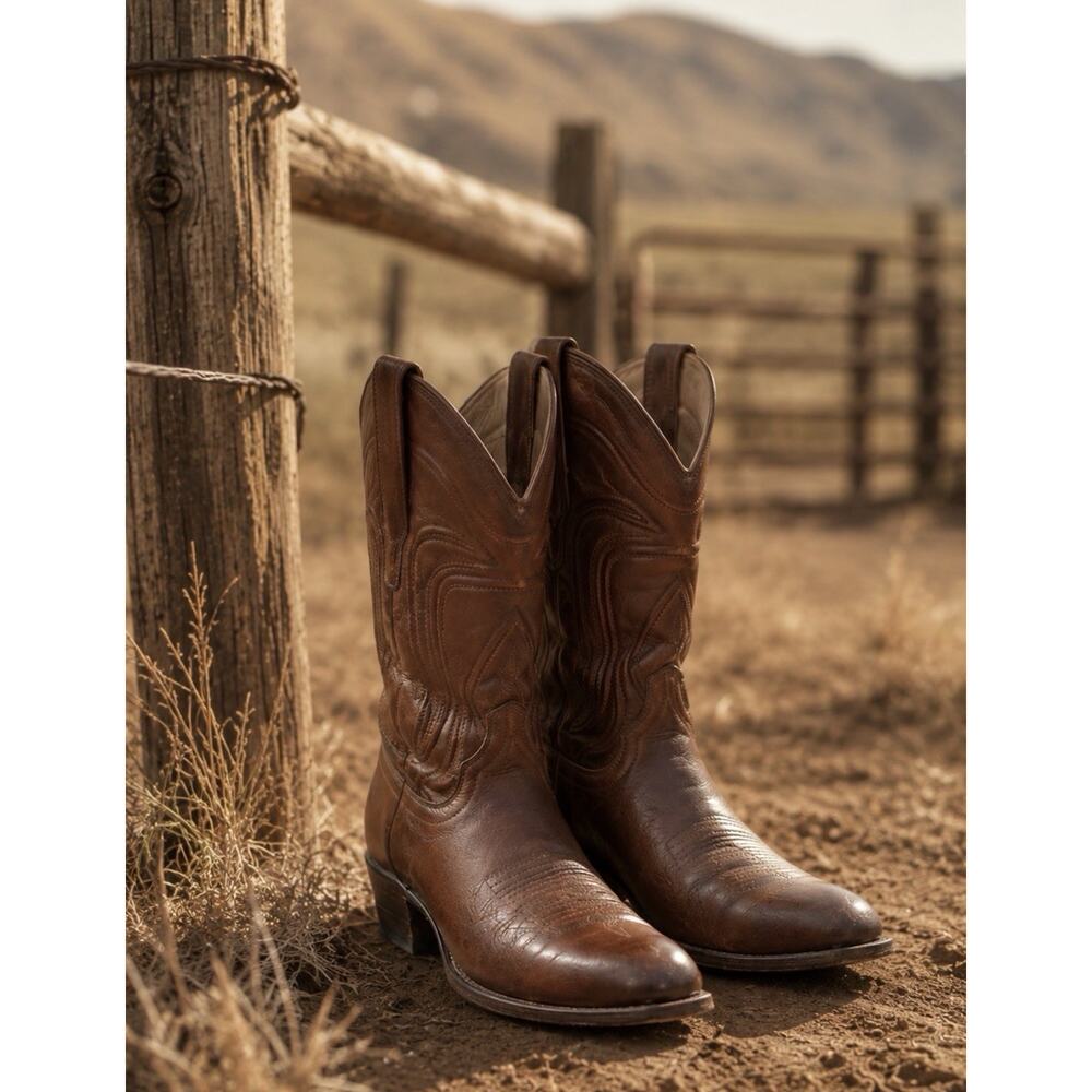 Tecovas Brn Leather Cowboy Boots Mens 8D Handmade Mexico Western Ranch Boot-READ